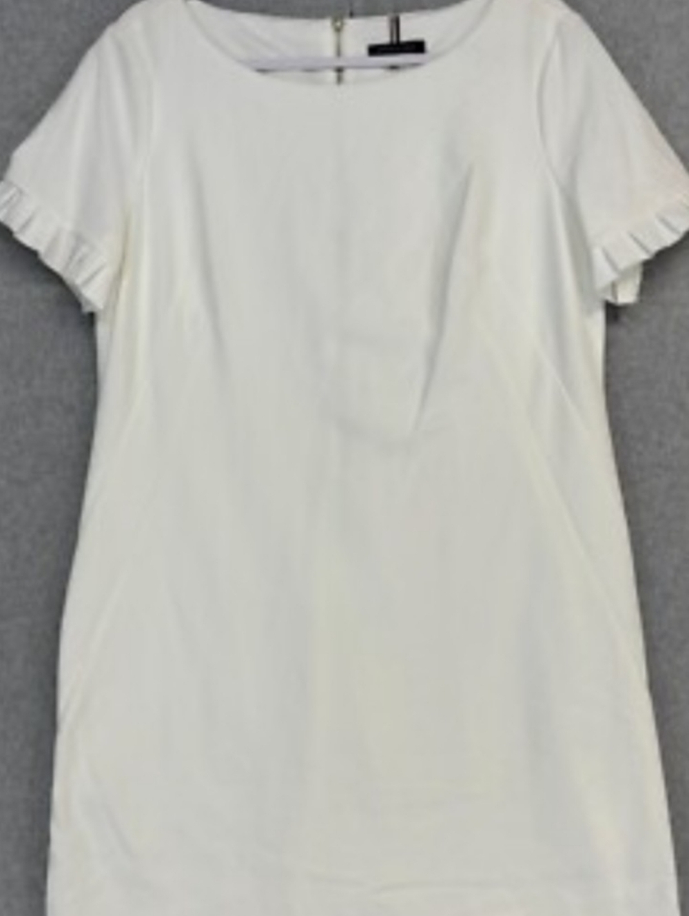 Tommy Hilfiger White Ladies dress With Ruffled Detail On Sleeve edges- Size 12 - Picture 3 of 11